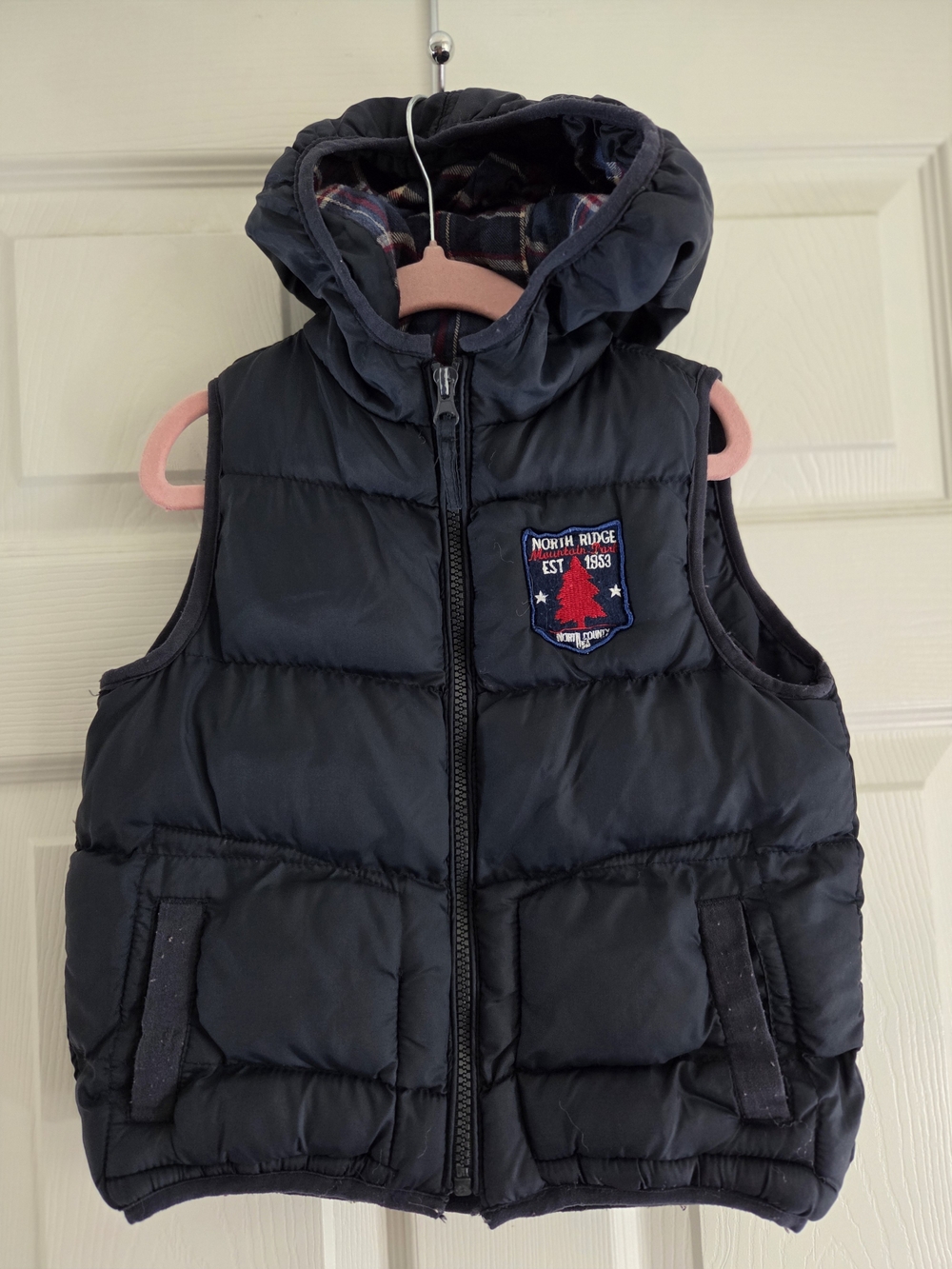 Kids' Navy Hooded Puffer Vest